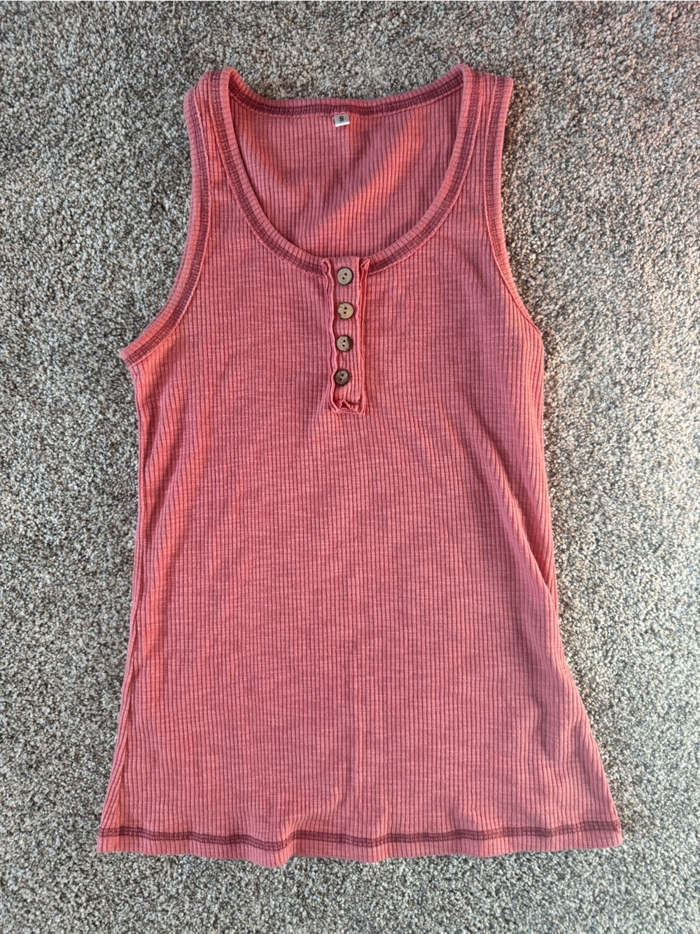 Ribbed Button-Front Tank Top in Dusty Rose
